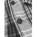 Mens Plaid Button Up Warm Long Sleeve Pocket Woolen Jacket