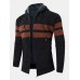 Mens Colorblock Knitted Zipper Warm Hooded Sweater Cardigans