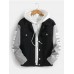 Mens Patchwork Letter Sleeve Print Double Pockets Casual Jacket