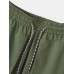 Men Plain Multi Pocket Utility Drawstring Mid Length Elastic Waist Cargo Shorts