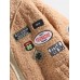 Mens Pattern Applique Sherpa Warm Jacket With Pocket