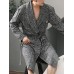 Mens Solid Color Letter Embroidery Double Pocket Lapel Sleepwear Robes With Sashes