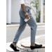 Men Striped Print Ruched Slimming Ankle Length Business Formal Pants