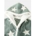 Mens Thick Star Print Home Sashes Plush Warm Hooded Sleepwear Robes With Pocket