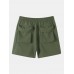 Men Plain Multi Pocket Utility Drawstring Mid Length Elastic Waist Cargo Shorts