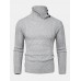 Mens Texture Solid Color High Waist Warm Long Sleeve Knitted Sweaters