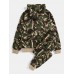 Mens Camouflage Print Hooded Jacket Jogger Pants Sports Casual Two  Piece Outfits