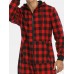 Mens Plaid Zipper Front Kangaroo Pocket Hooded One Piece Jumpsuit Home Warm Sleepwear