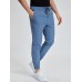 Men Pure Colors Drawstring Elastic Waist Cuff Side Pocket Leisure Fit Pants